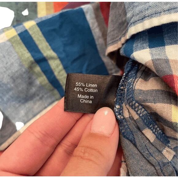 Lane Bryant NWT Off Shoulder Madras Plaid Linen Blend Top 18/20P (Plus Petite) - Picture 6 of 8